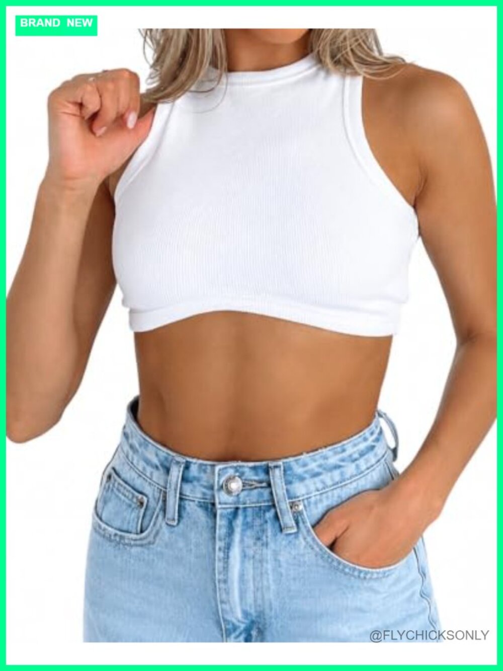 Ribbed Knit Racerback Crop Tank Top Slim Fit Sleeveless Casual